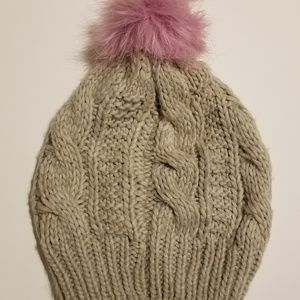 Aerie Knit Beanie with Pink Puffball